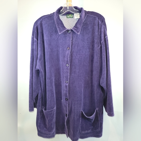 Vintage Cabin Creek Purple Shirt Front pockets long sleeve velour 2XL - Picture 1 of 5